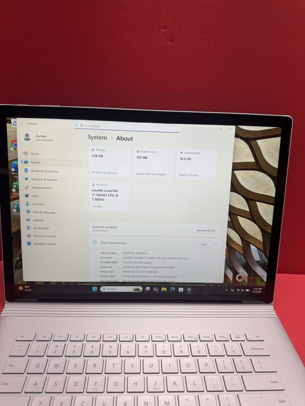 Microsoft Surface Book 3 15.5” 10th i7- 1.30GHz 16GB 256GB Windows 11pro