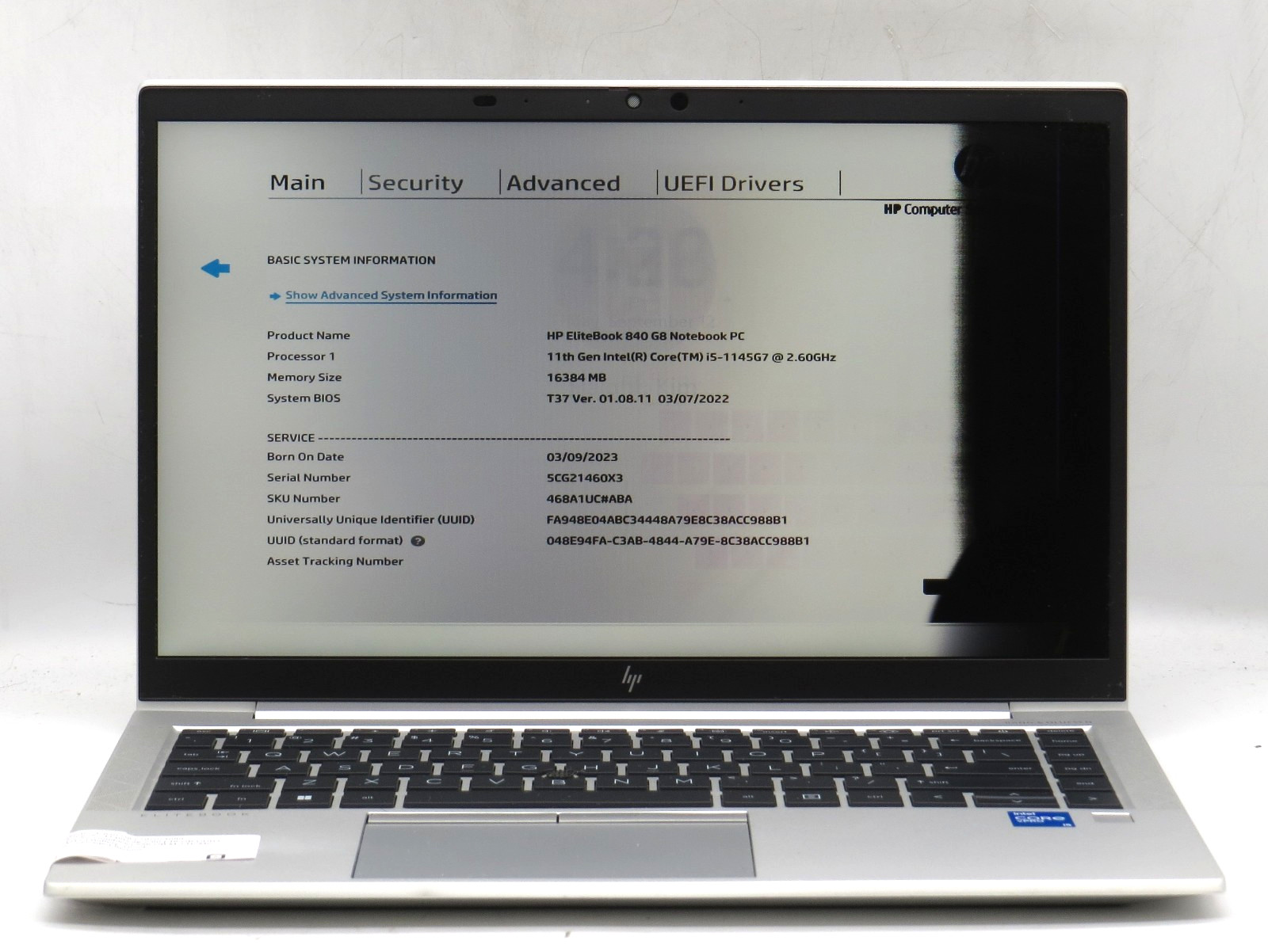 HP EliteBook 840 G8 i5-1145G @ 2.6GHz 16GB DDR4 256GB M2 NVME No OS