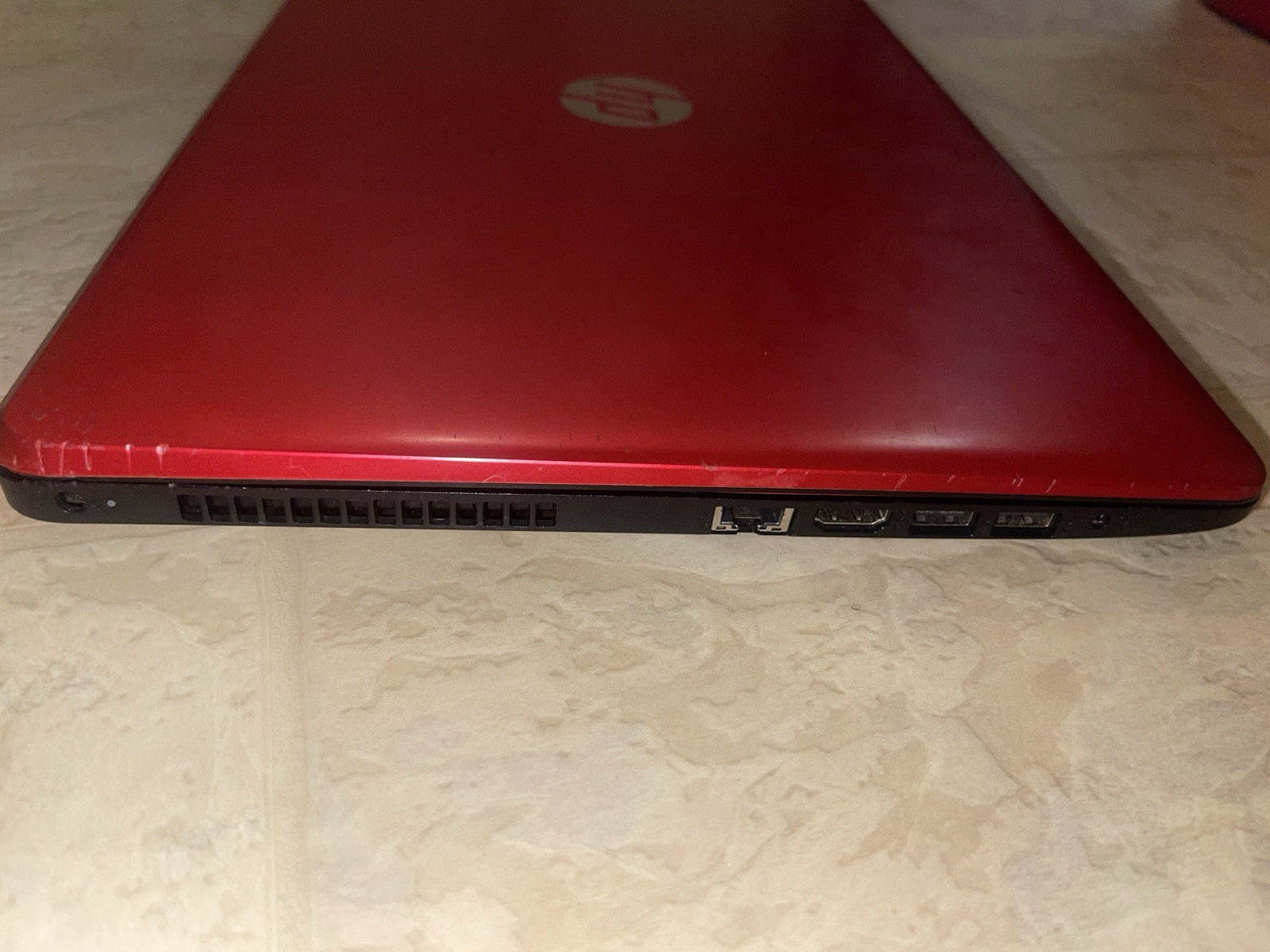 HP Red Notebook Laptop PC Intel Pentium HDMI Ethernet USB High Connectivity