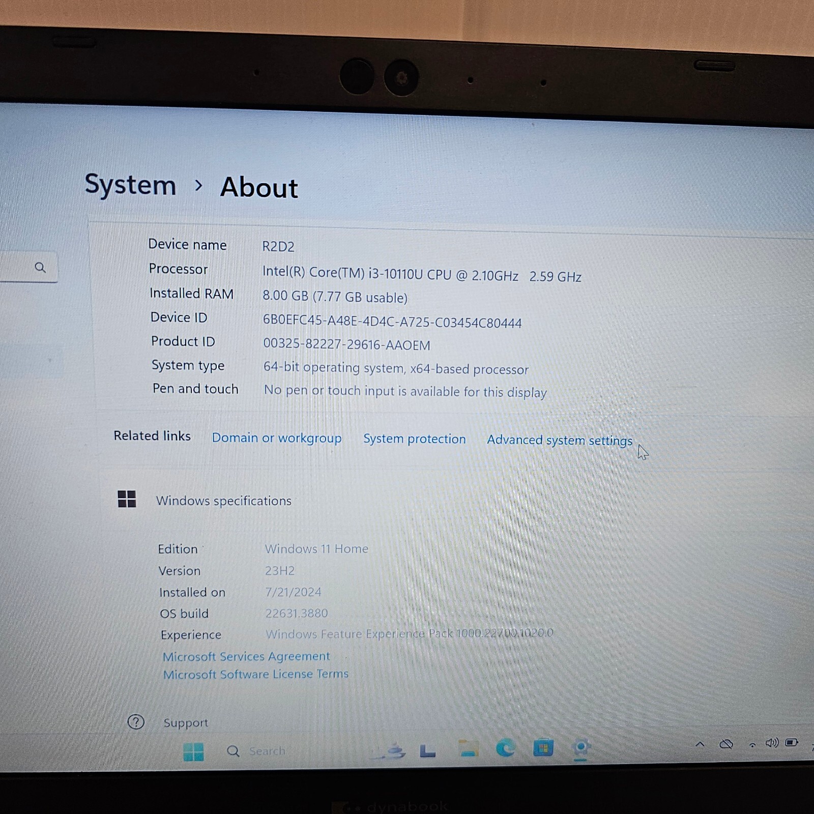 Dynabook Tecra A40-G 128GB SSD 14″ i3-10110U 2.1GHz Win 11 H 8GB Ram (see desc.)