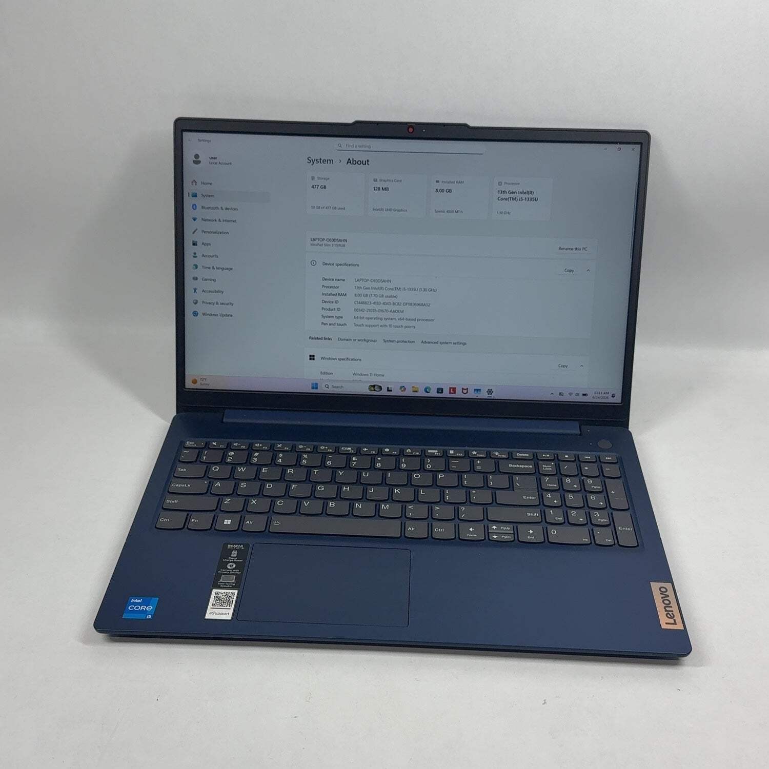Lenovo IdeaPad Slim 3 15IRU8 15.6″ i5-1335U 1.3GHz 8GB RAM 500GB SSD