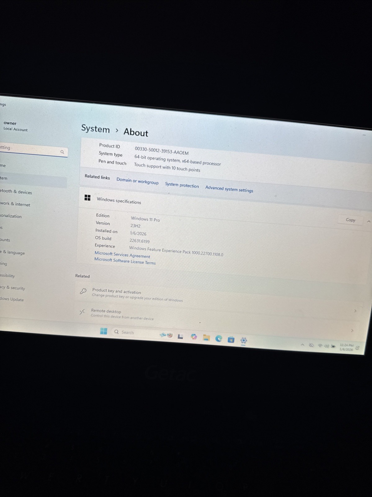 GETAC S410 Laptop i5-6200U 8GB 128GB HDD TOUCH WIN11