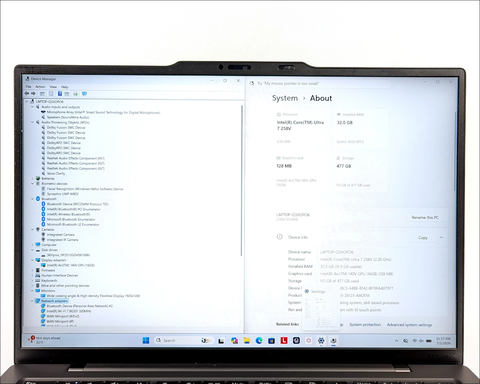 Lenovo ThinkPad X1 Carbon Gen 13 14″ Touchscreen Ultra 7 258V 32GB RAM 512GB SSD
