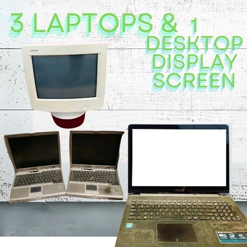 Lot of 3 Laptops & 1 Tatung Monitor – 2 Dell, 1 Asus/For Parts Or Not Working💻
