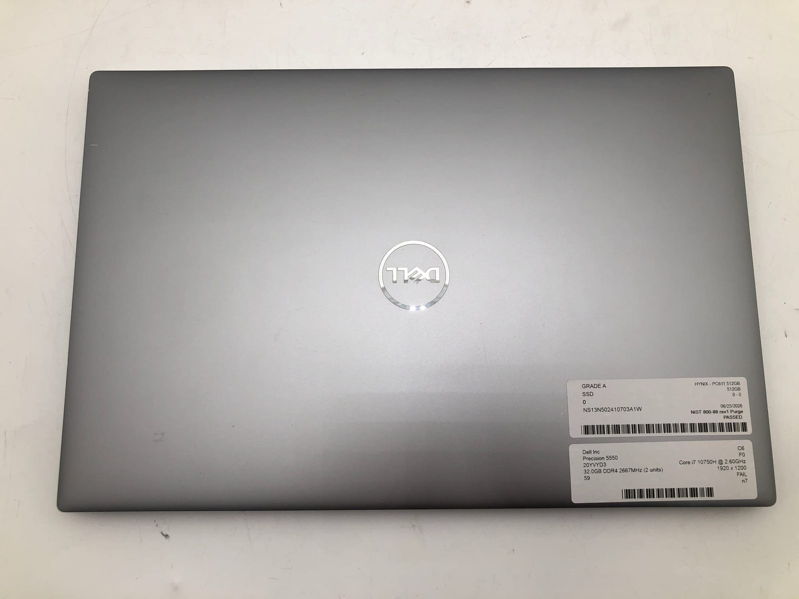 Dell | Precision 5550 | i7-10750H | 32GB | 512GB NVMe | Win 11 Pro | No Battery