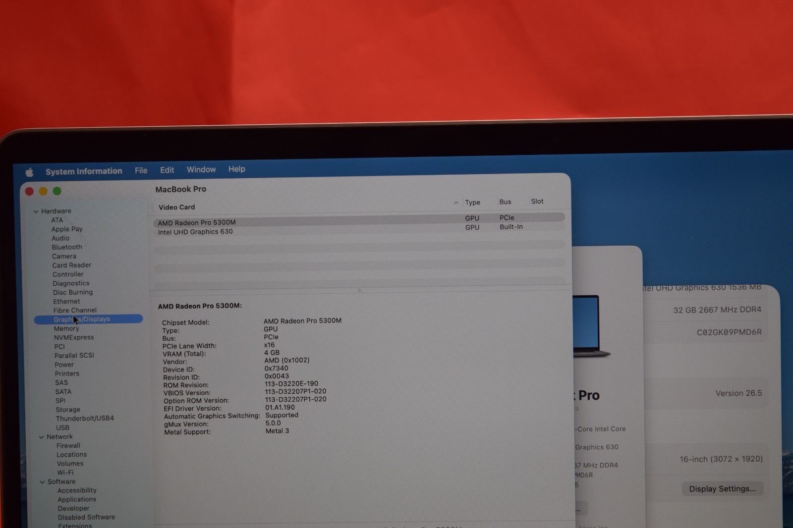 2019 Apple MacBook Pro A2141 16″ Core i7 2.60GHz 32GB DDR4 1TB SSD macOS Tahoe