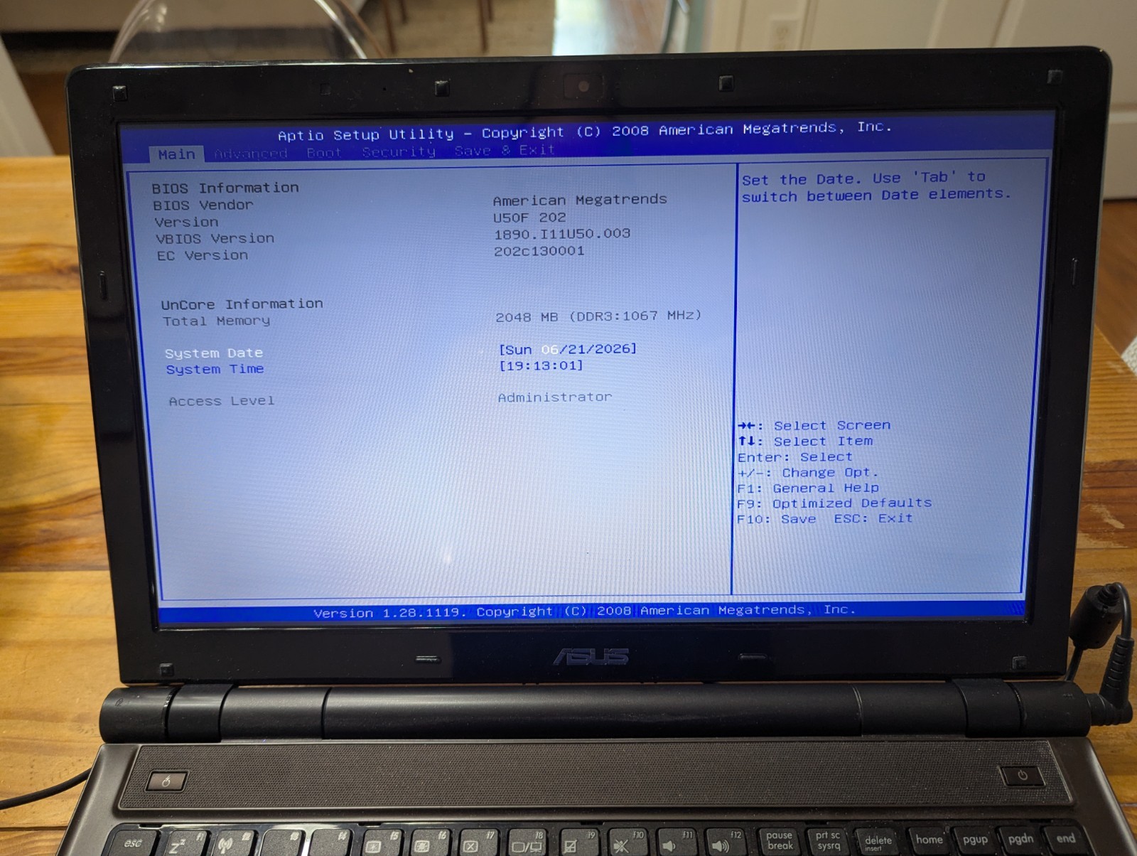 ASUS U50F RBBAG05 INTEL I3 330M 2GB NO HD posts works, FOR PARTS