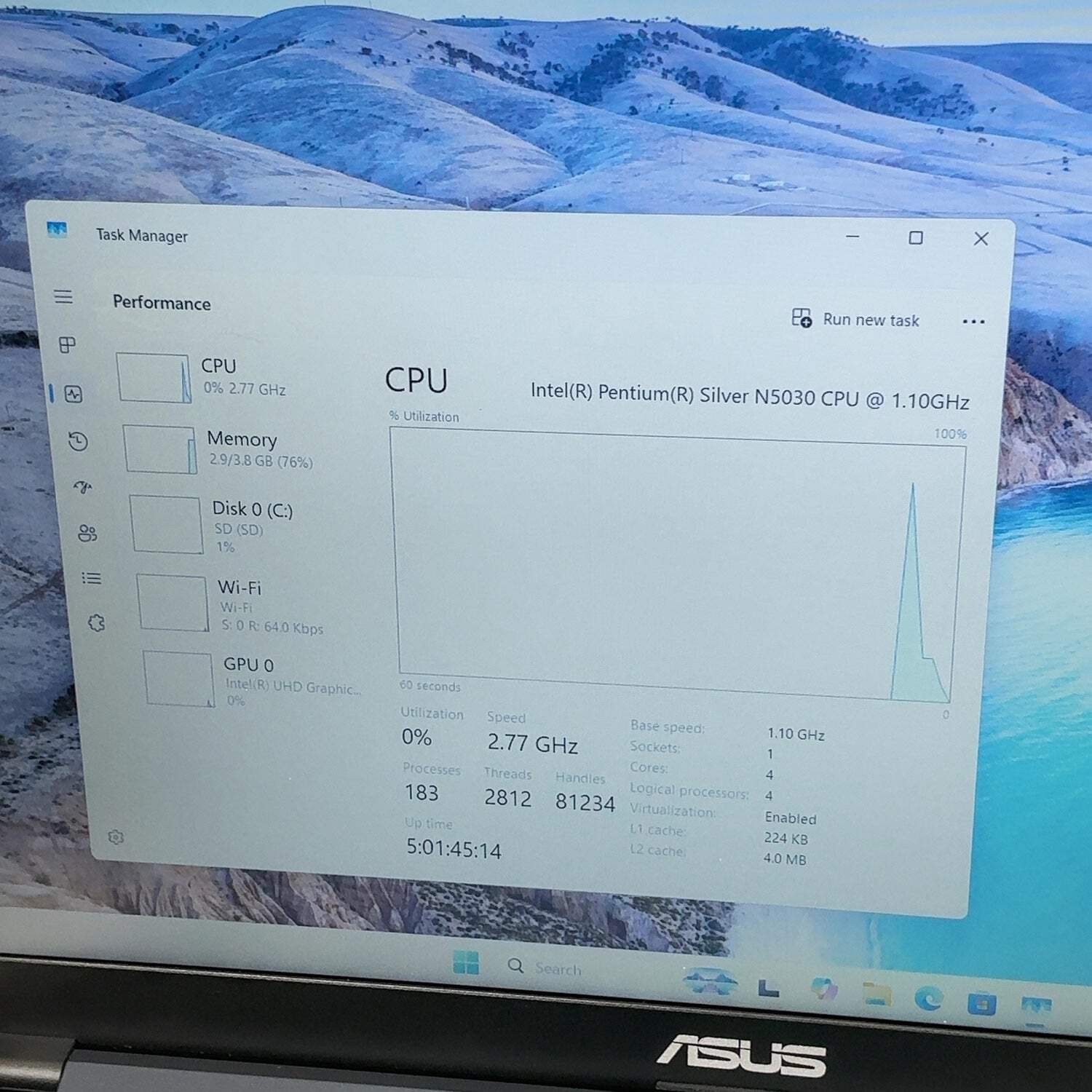 Asus Notebook L510M 15.6″ Pentium Silver N5030 1.1GHz 4GB RAM 128GB SSD