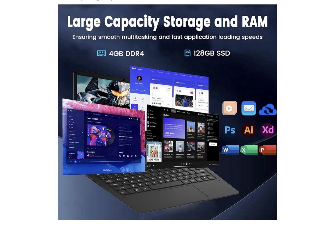 Azeyou 11.6-inch HD Laptop — Student Laptop: 4GB DDR4 RAM, 128GB SSD, OS 11 Pro