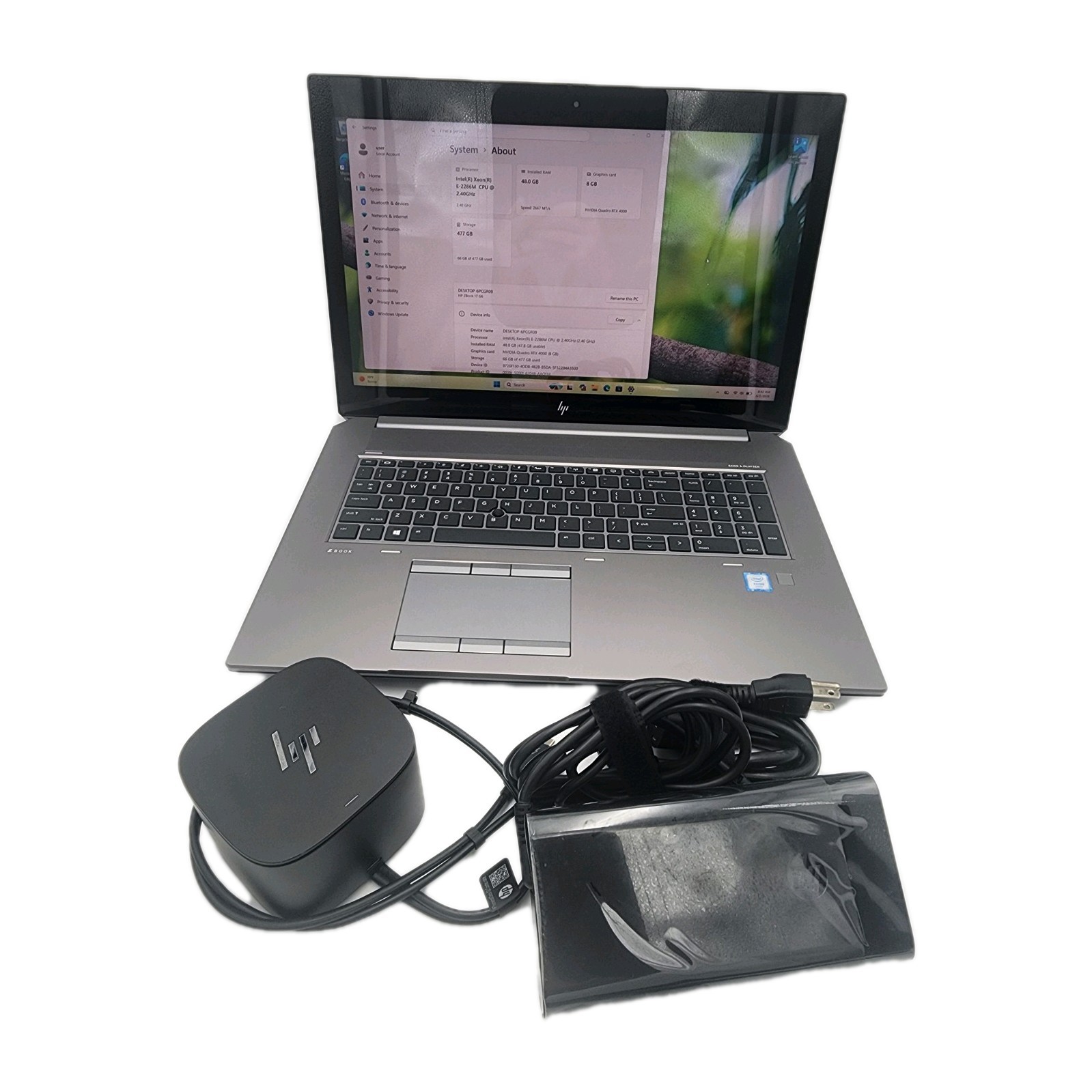 HP ZBook 17 G6 17” UHD touchscreen E-2286M 48GB RAM 512GB NVMe RTX4000 Win11P WS