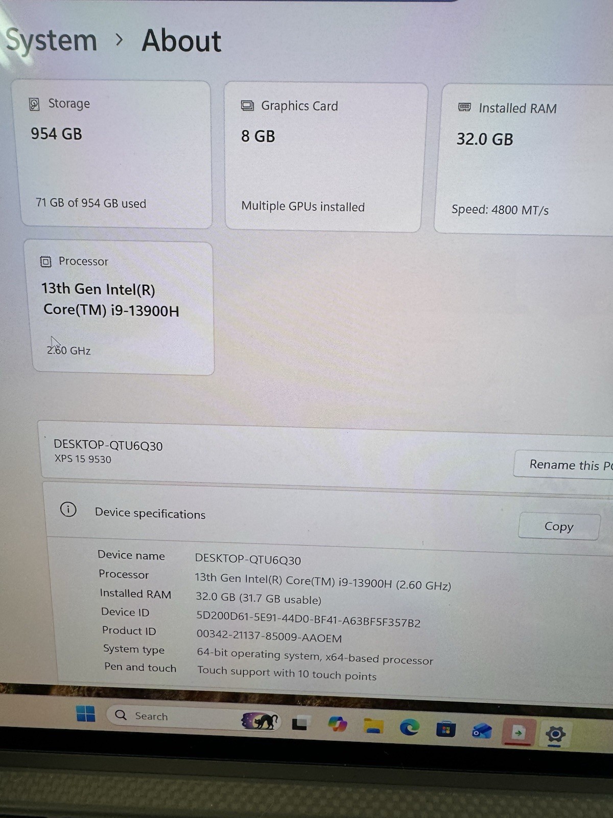 Dell XPS 15 9530 i9-13900H 32GB 1TB SSD RTX 4060 3.5K OLED Touch 85% Battery