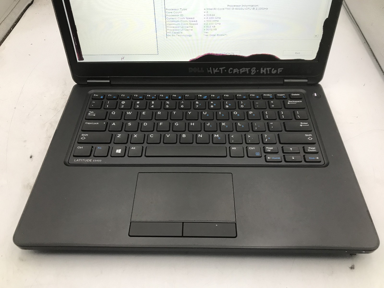 DELL LATITUDE E5450 – BOOTS TO BIOS/BAD LCD – INTEL I3 5010U – NO RAM – READ -BB