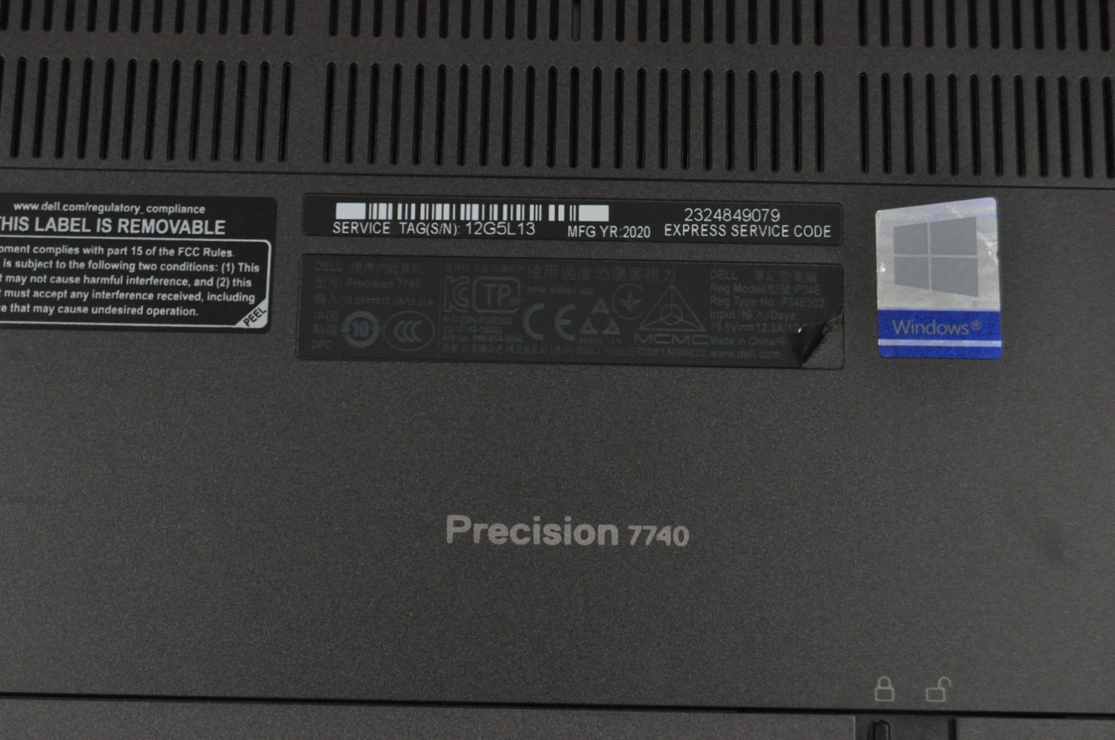 Dell Precision 7740 Intel Core i7-9750H 16GB RAM No SSD Quadro RTX 3000 #1664