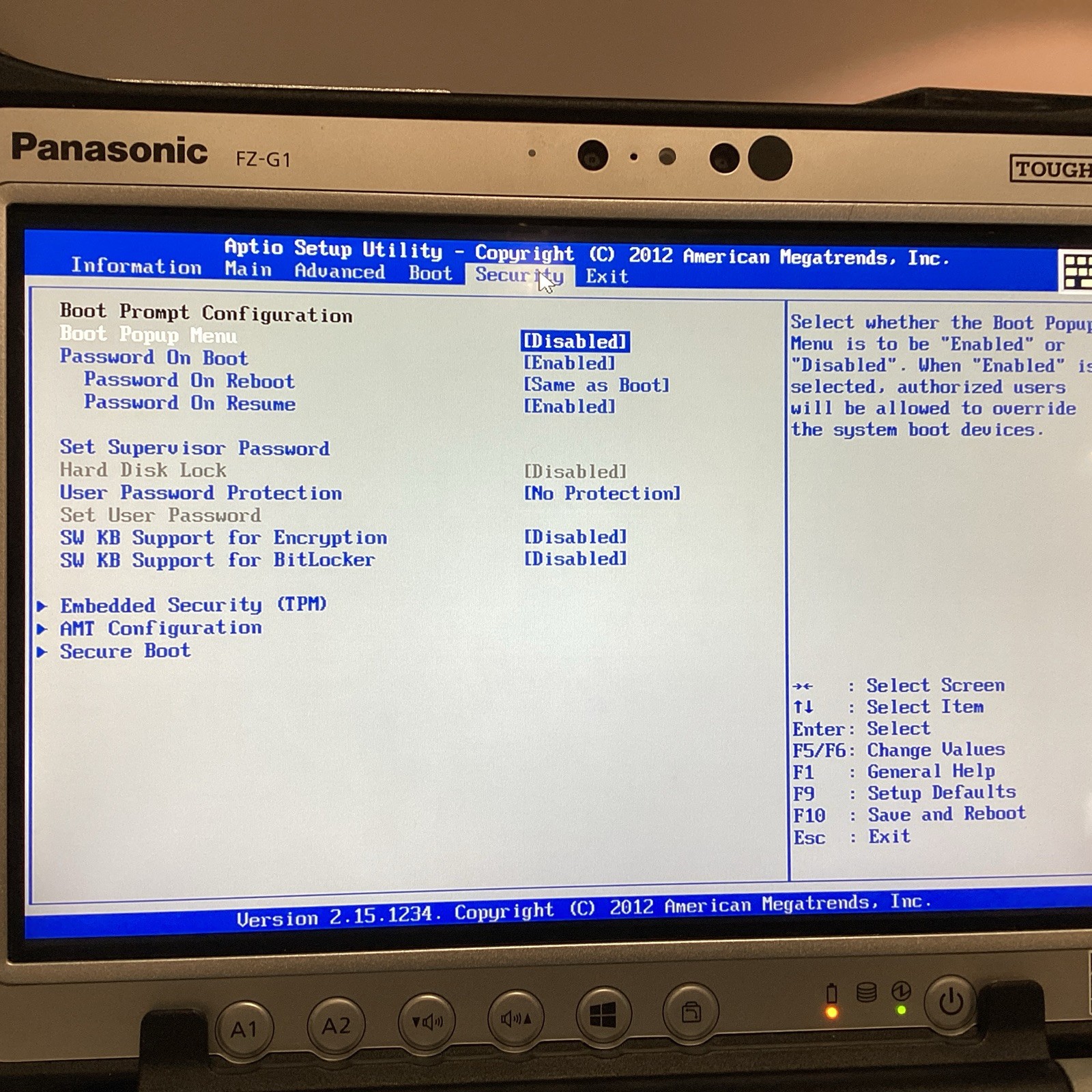 Panasonic Toughpad FZ-G1 MK5 i5 7300U@2.60GHz 8G Ram 256GB SSD W/Keyboard No OS