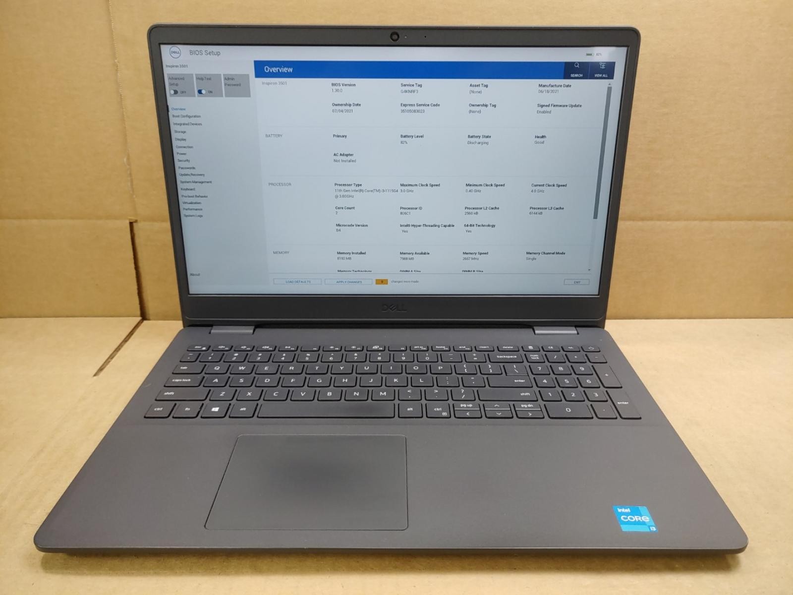 Dell Inspiron 3501 15.6″ Intel i3-1115G4✔8GB✔1TB HDD✔ *NO OS/AC* **BAD DC JACK**