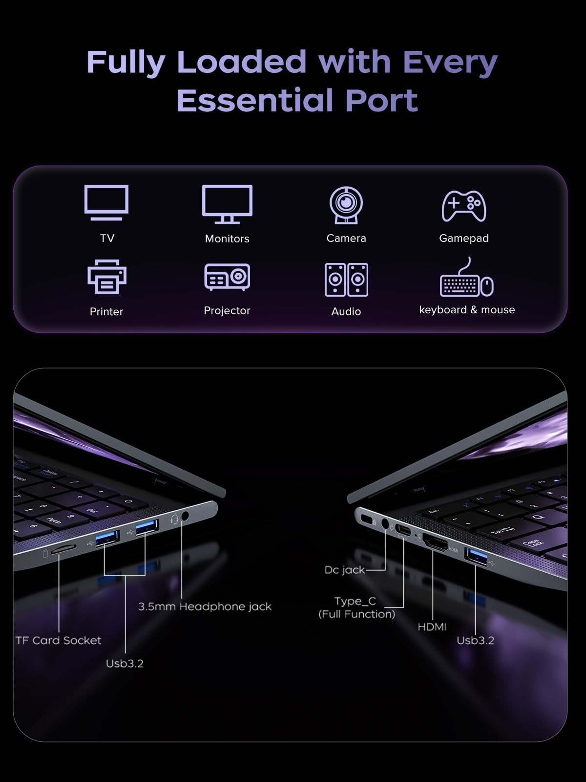 KAIGERR Gaming Laptop, 1TB NVMe SSD 16GB RAM Laptop Computer