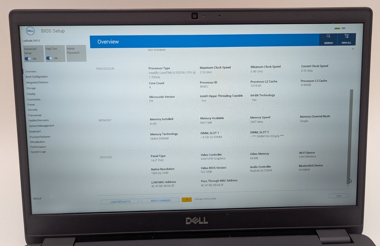Incomplete Dell Latitude 3410 14″ Laptop Intel Core i5-10310U 1.70GHz 8GB RAM