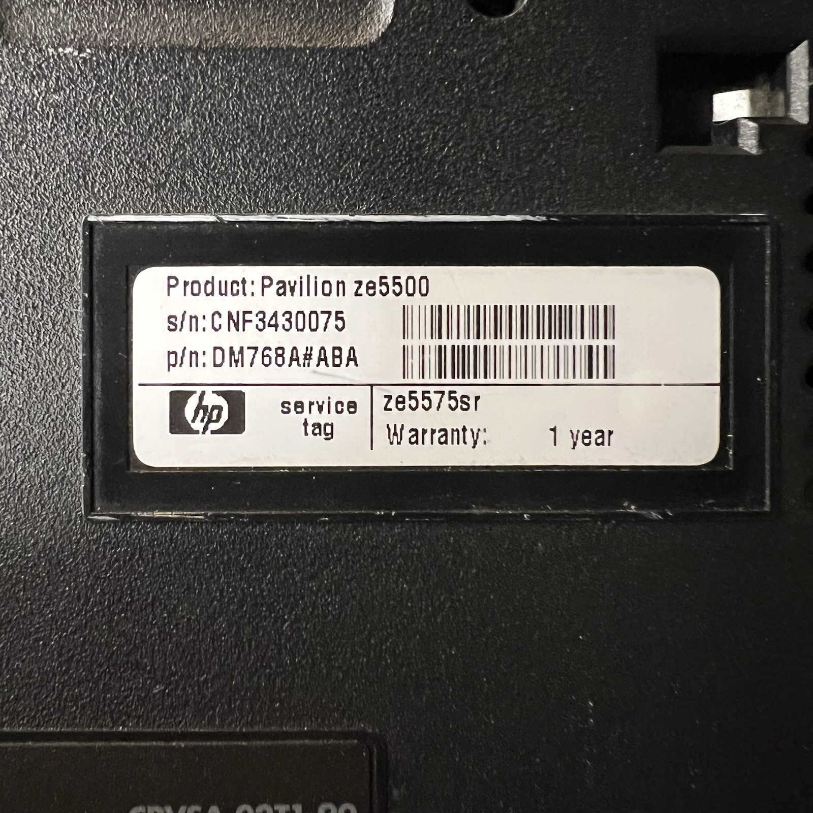 HP Pavilion ze5500 ze5575sr Laptop Pentium 4 XP 40GB IDE 256MB DVD Parts