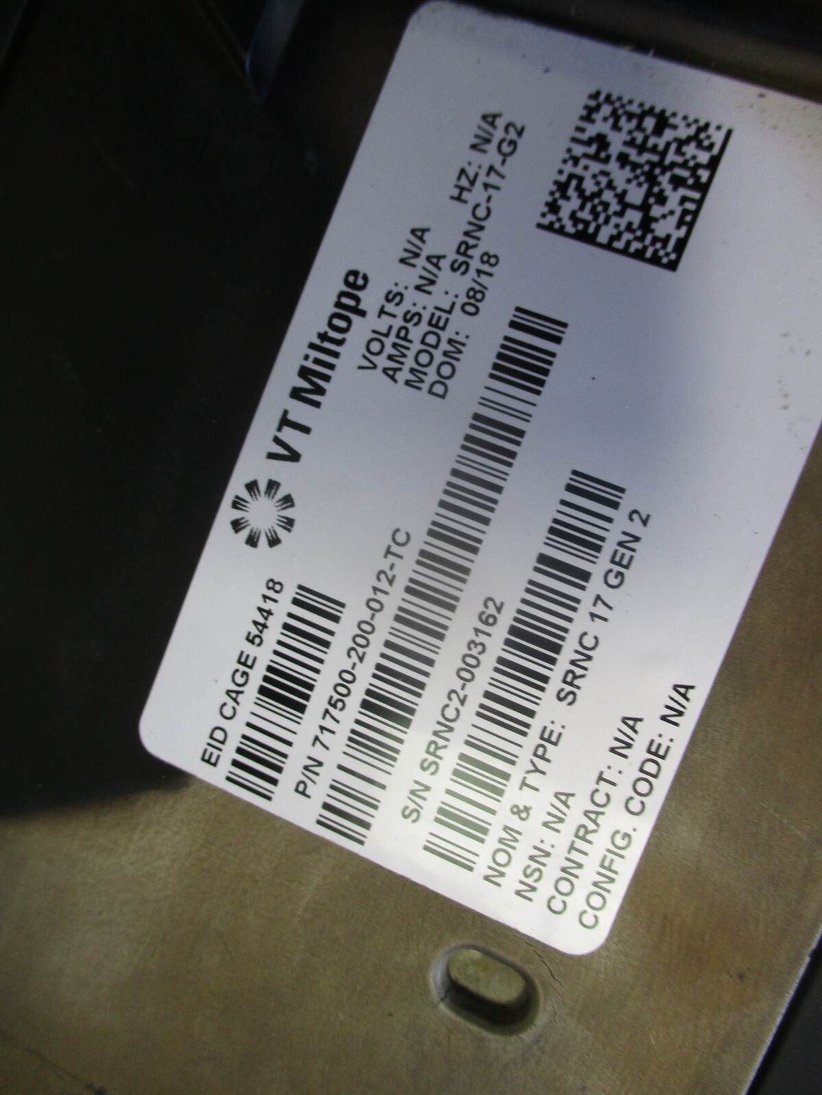 Used VT Miltope SRNC-17-G2 Semi-Rugged Notebook Computer Intel i7 No Drive HMMWV