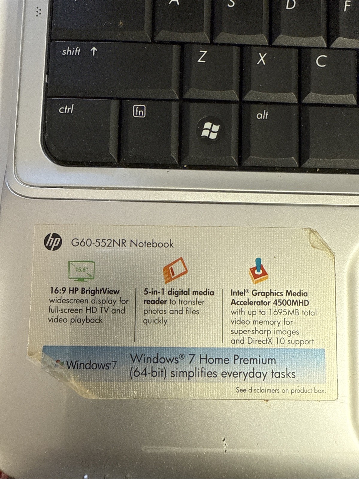 HP G60-552NR Notebook 15″ Laptop Intel Pentium Dual Core-
