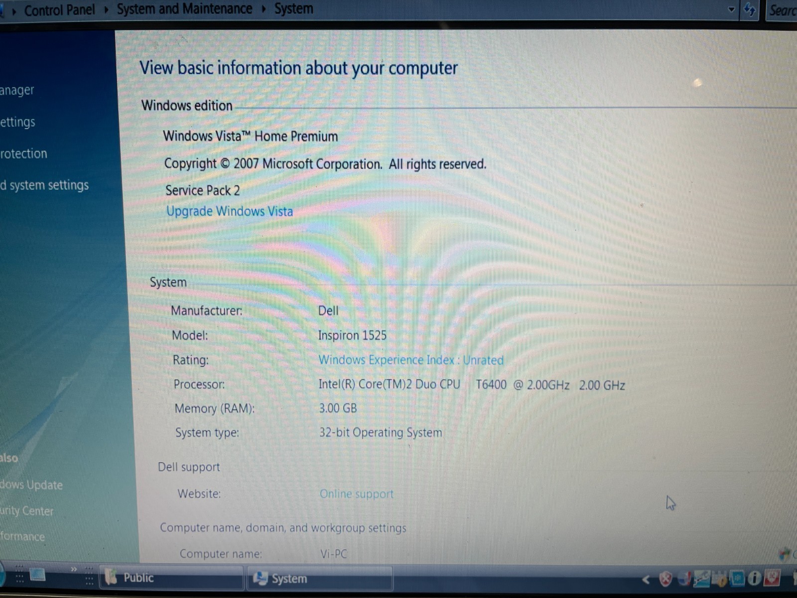 Dell Inspiron 1525 Retro 15.4″ Laptop Core2 DUO 2.00GHz 3GB Vista ~ Bad Battery
