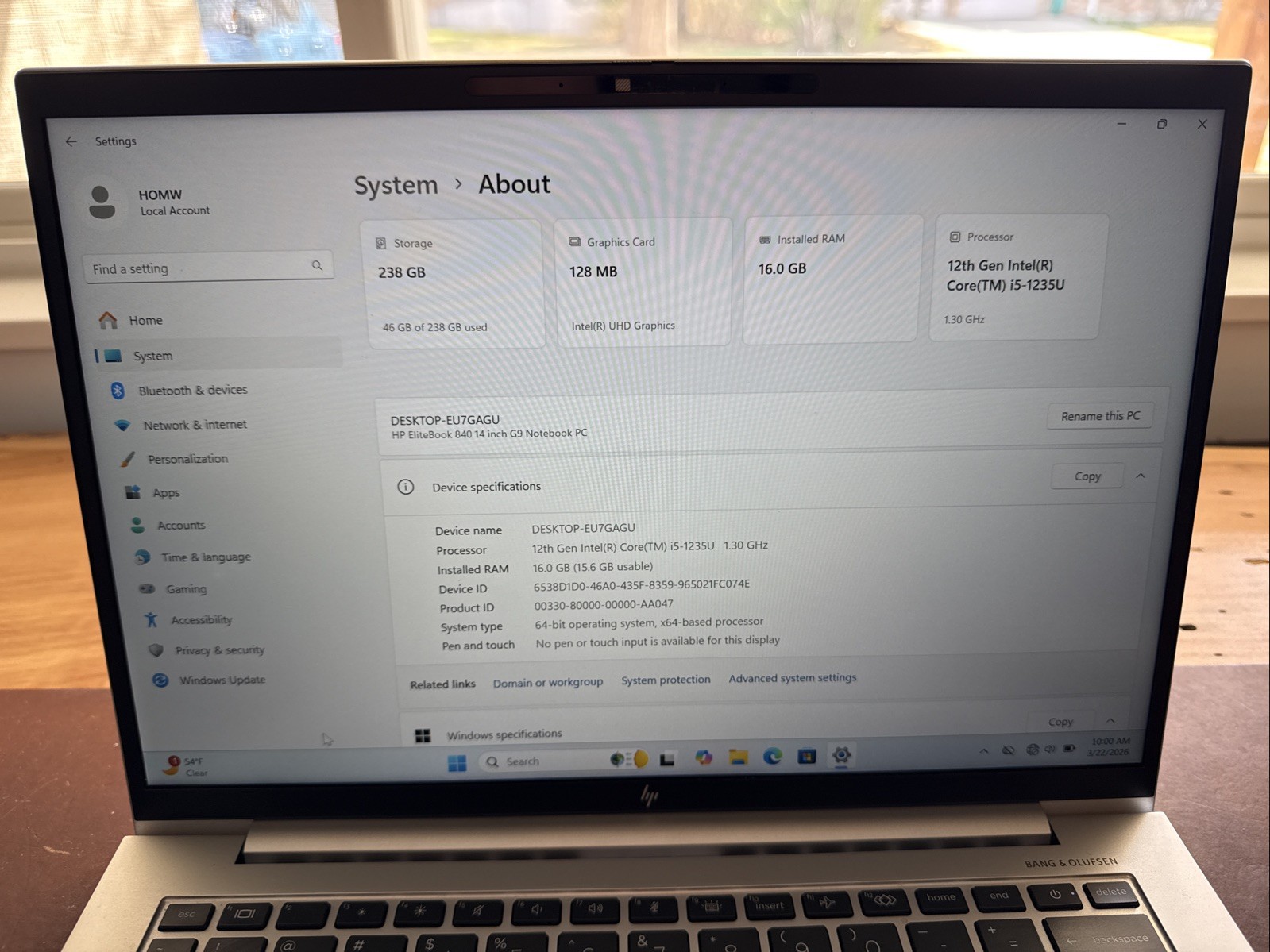 HP Elitebook 840 G9 14in FHD+ – Intel i5-1235U – 16GB RAM 256GB SSD