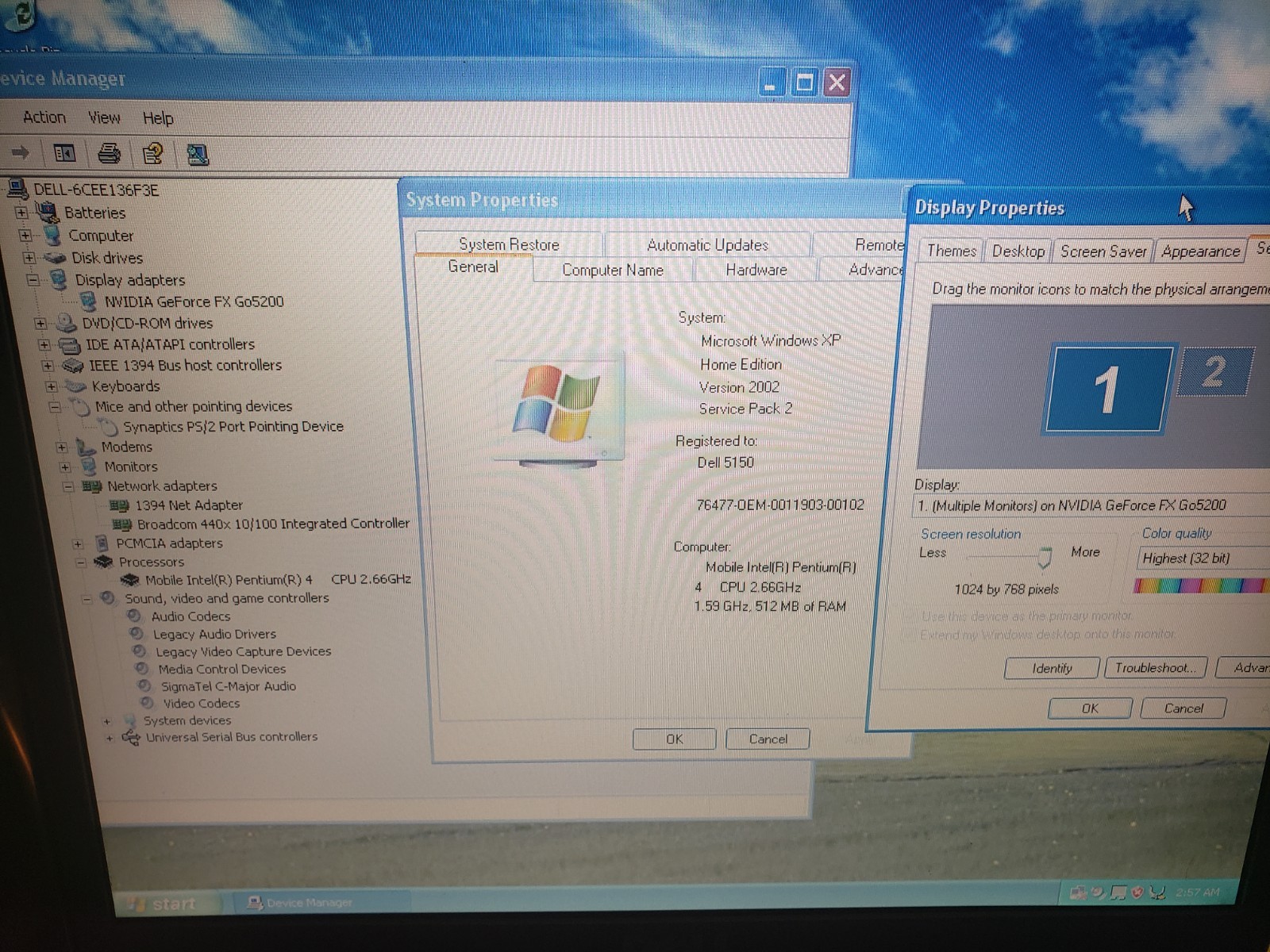 Vintage Blue Dell Inspiron 5150 Intel Pentium4 2.66ghz 512MB GeForce 20GB WinXP