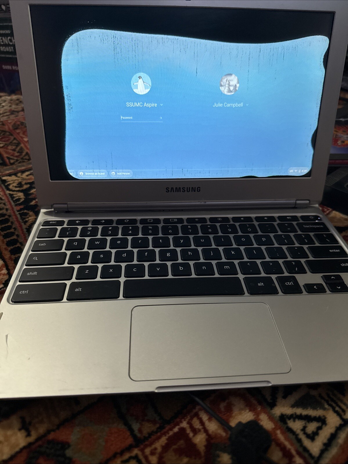 Samsung Chrome Notebook Model XE303C12 + PS – For Parts – Bad Display – AS IS