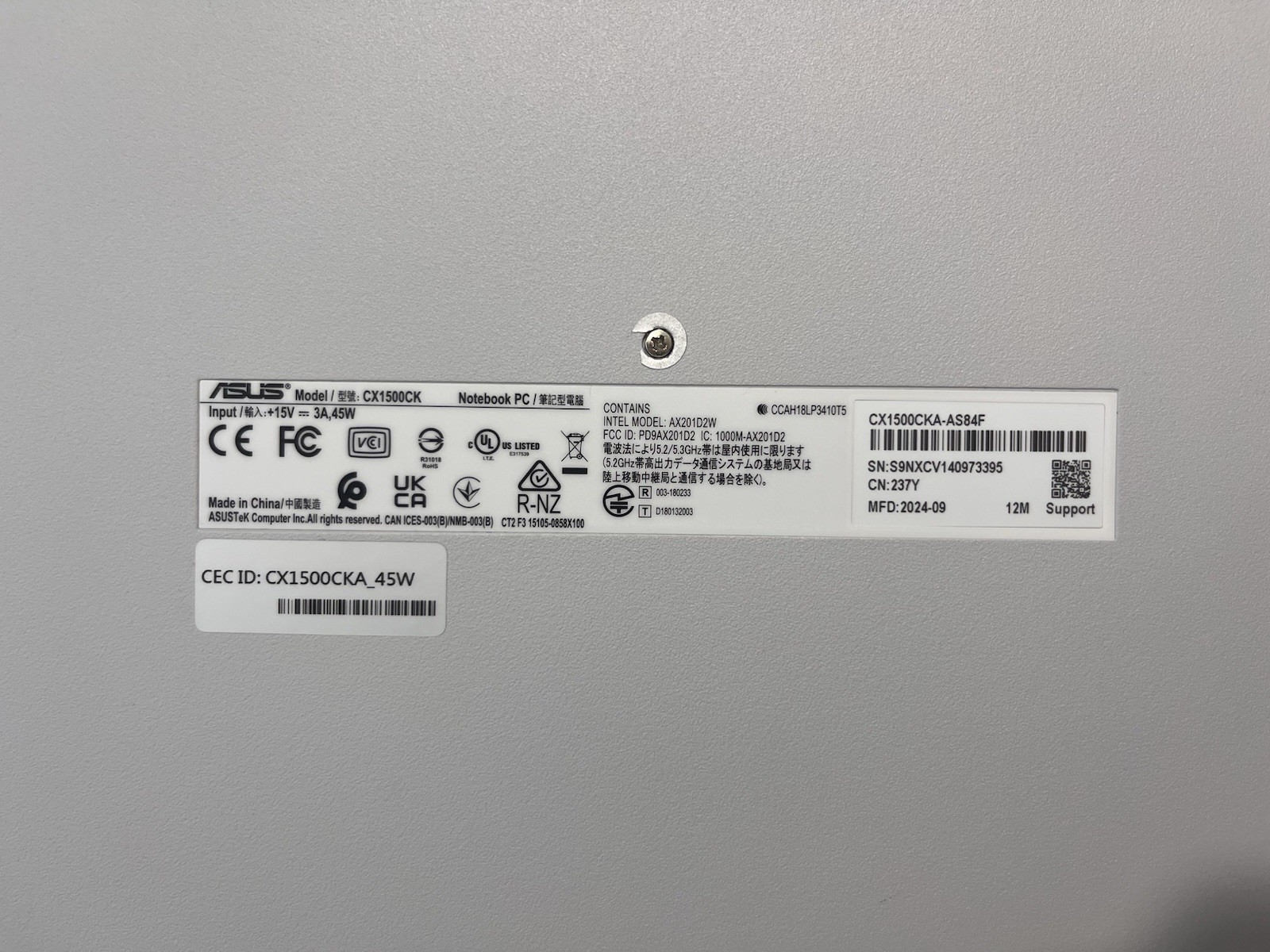 Asus Chromebook CX1 15.6” Lightly Used CX1500CKA-AS84F