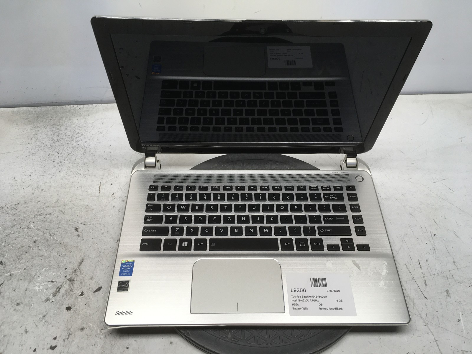 Toshiba Satellite E45-B4200 Intel i5-4210U 1.7GHz 6 GB NO HDD No Batt