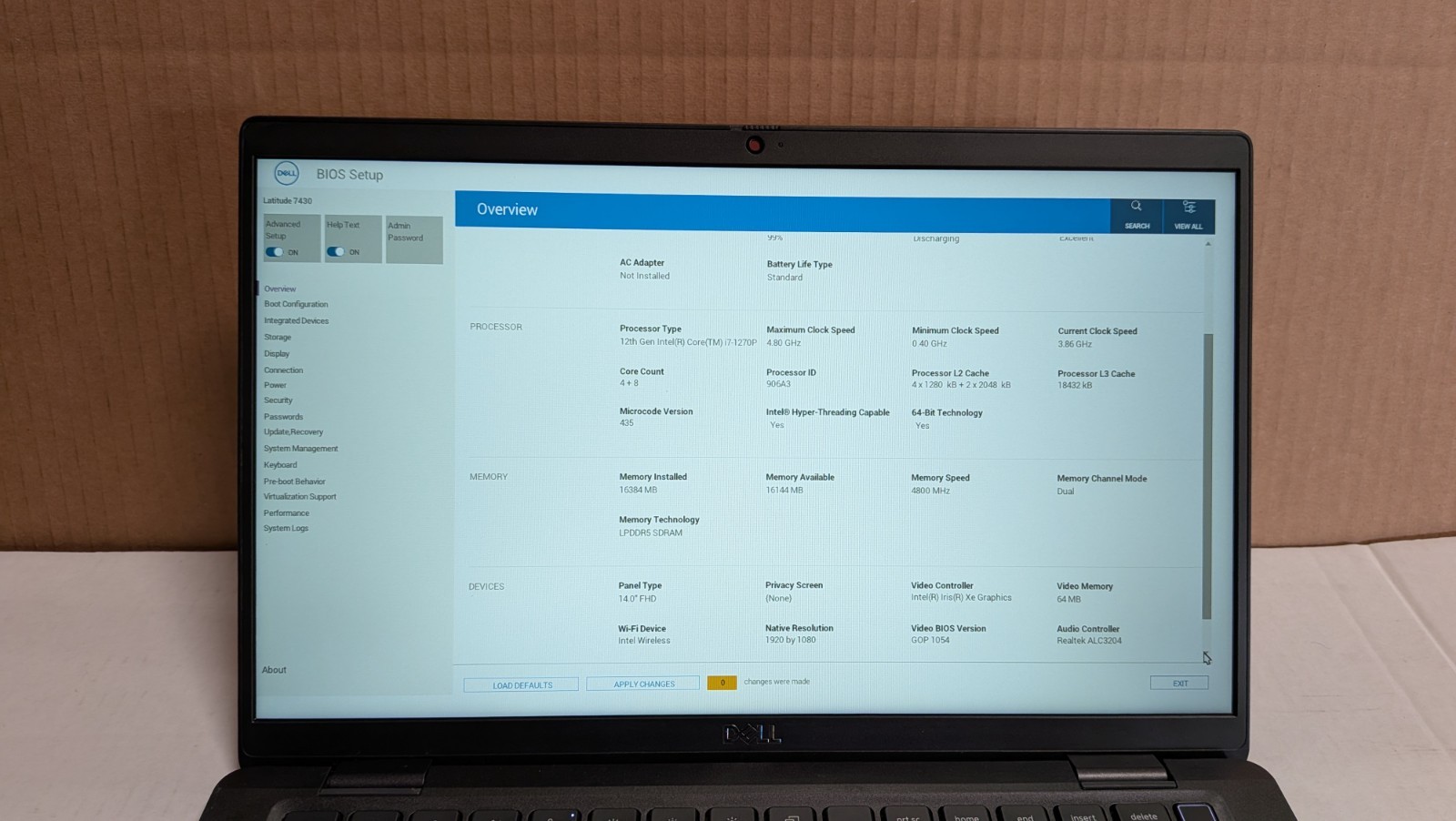 Dell Latitude 7430 14″Core i7 1270P 4.8GHZ 16GB DDR5 512GB W11P with ac adapter