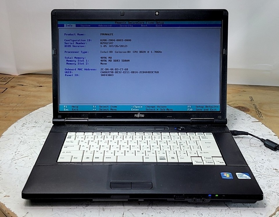 FUJITSU FMVNA6FE Laptop Intel Celeron B820 4GB 250GB SEE NOTES