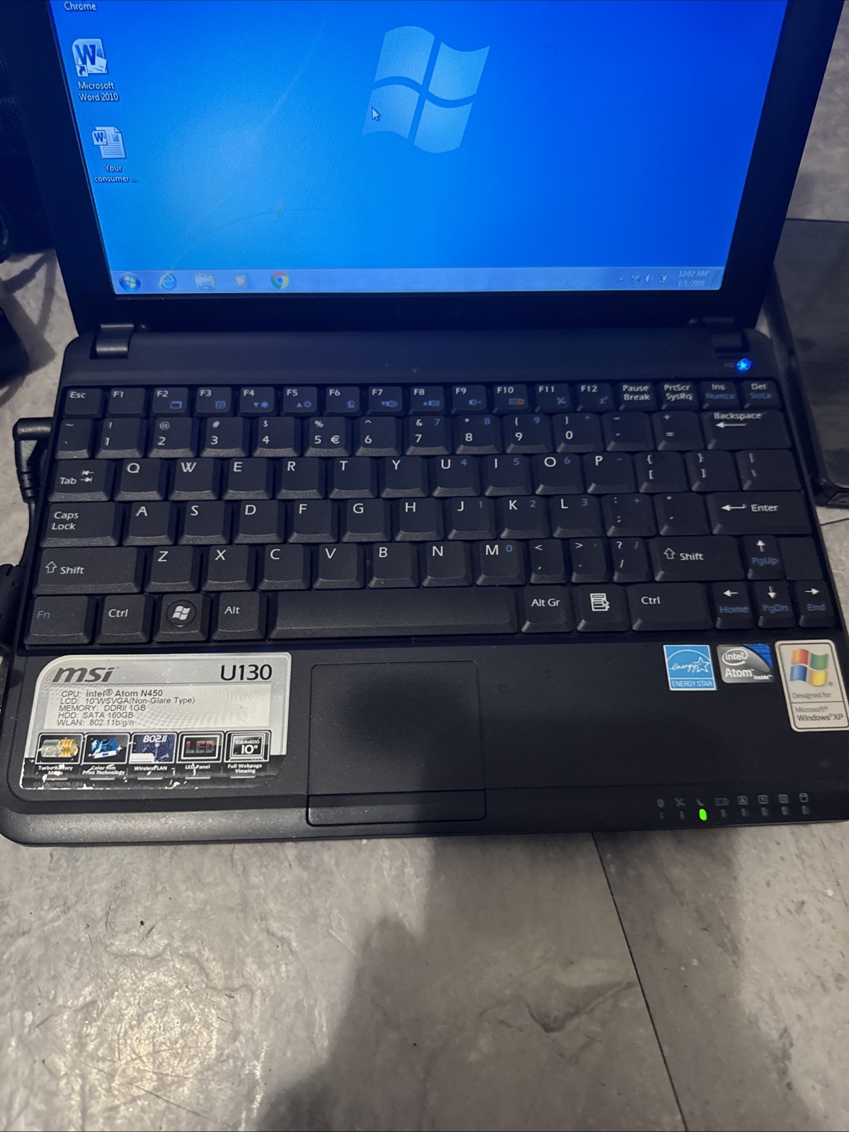 MSI U135 MS-N014 Purple Netbook Laptop 10.1″ 1GB 160GB Webcam Windows 7 Wi-Fi