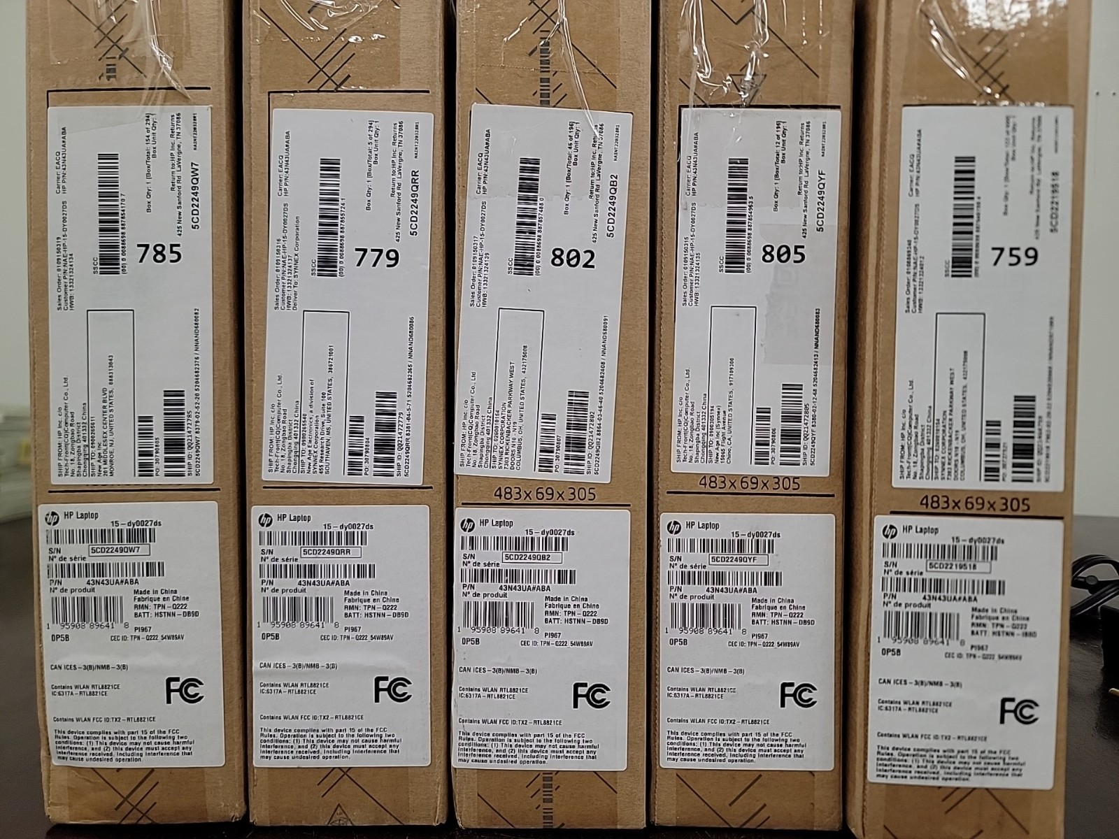 Lot Of 5 HP Laptops 15-dy0027ds N4120 4GB 128GB WiFi6 15.6″W W11H – SOLD AS IS