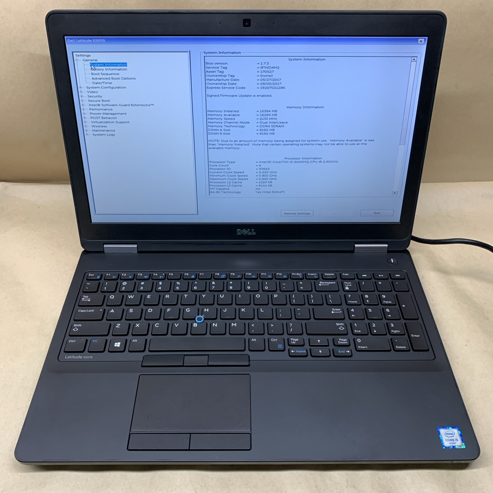 Dell Latitude E5570 i5-6440HQ@2.6GHz, 16GB RAM, No SSD, No OS