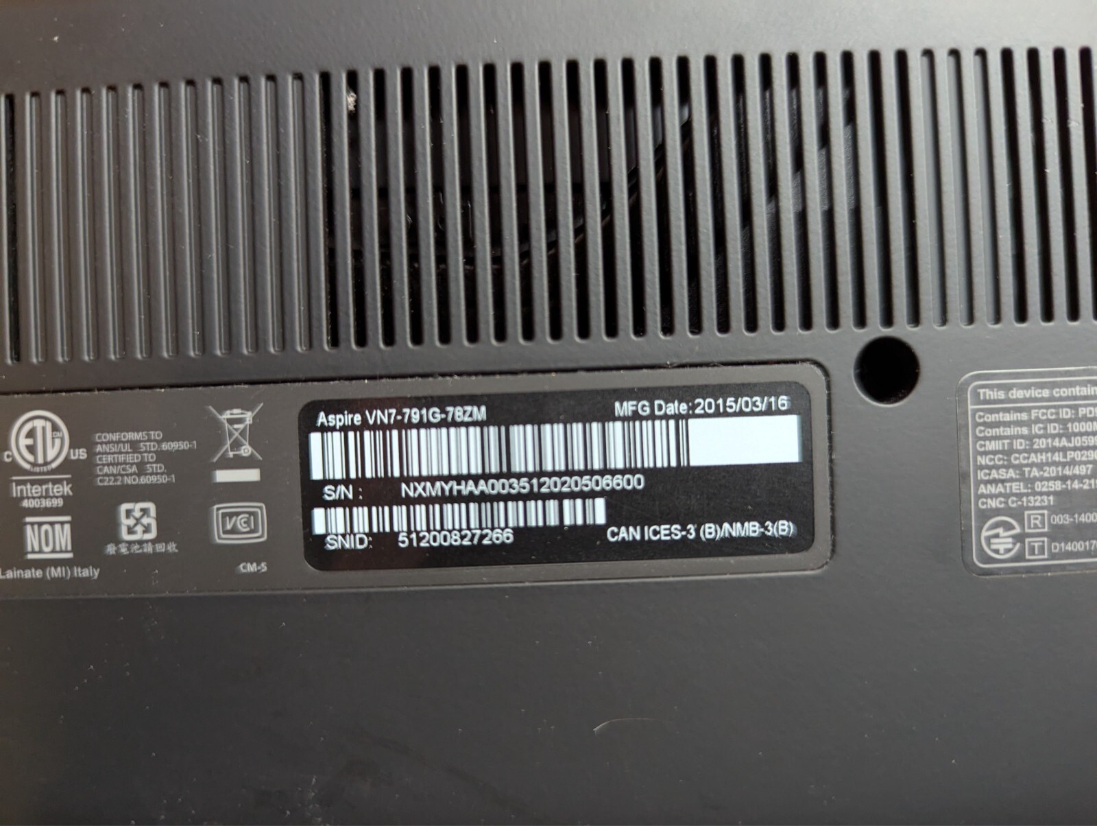 Acer V Nitro 7-791G 17.3″ Intel Core i7-4720HQ NVIDIA GeForce GTX 960M *READ*