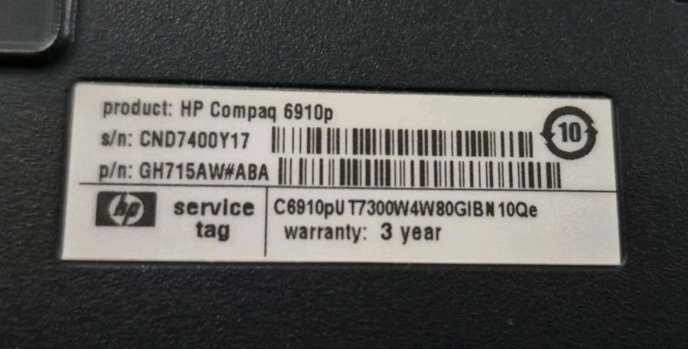 HP Compaq 6910p Intel Core 2 Duo 2.1GHz 14″ NO HDD-BOOT Error at Startup