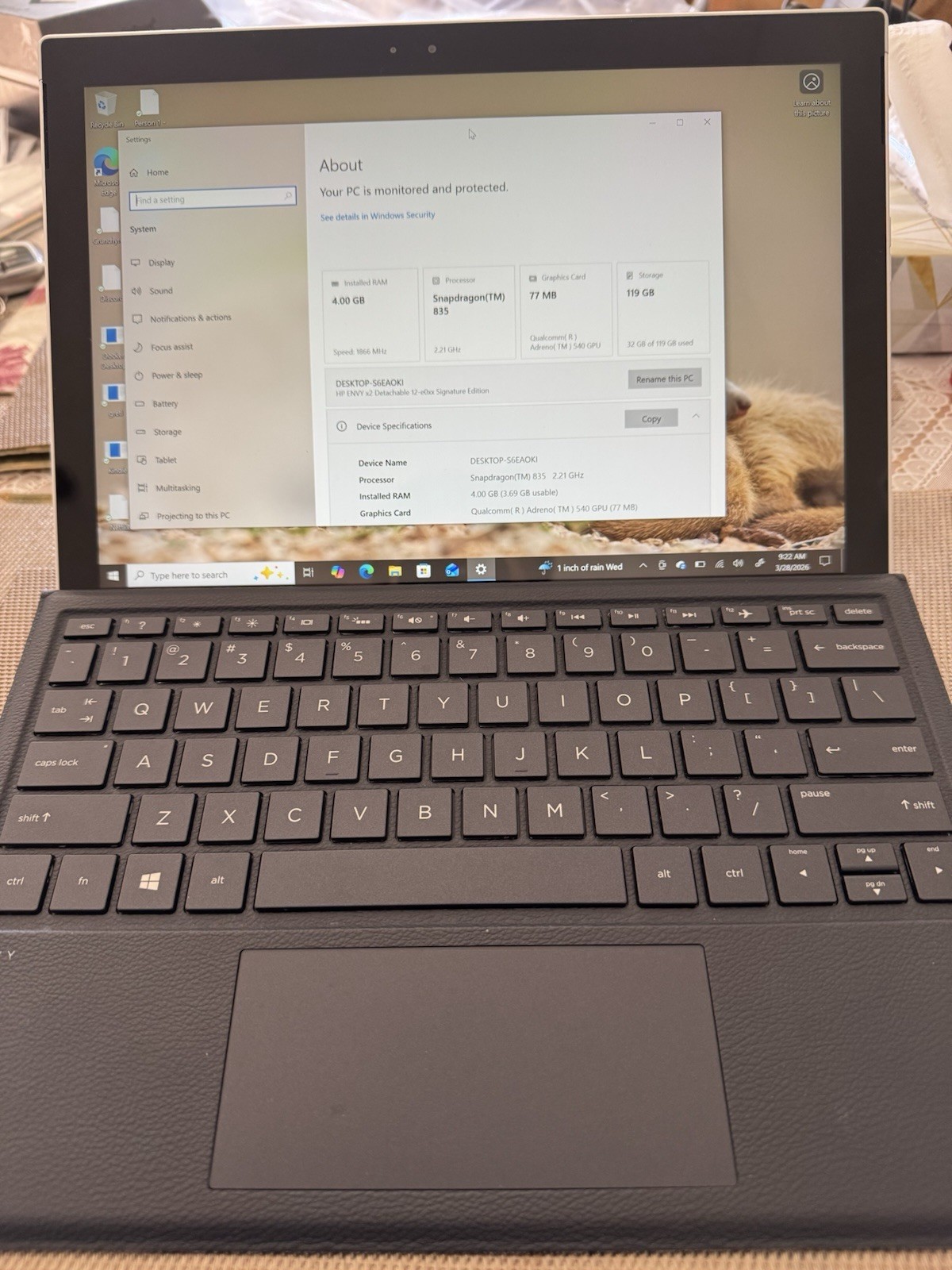 HP Envy x2 12-e0xx | Snapdragon 835 | 4GB RAM | 128GB HDD – Keyboard, windows 10