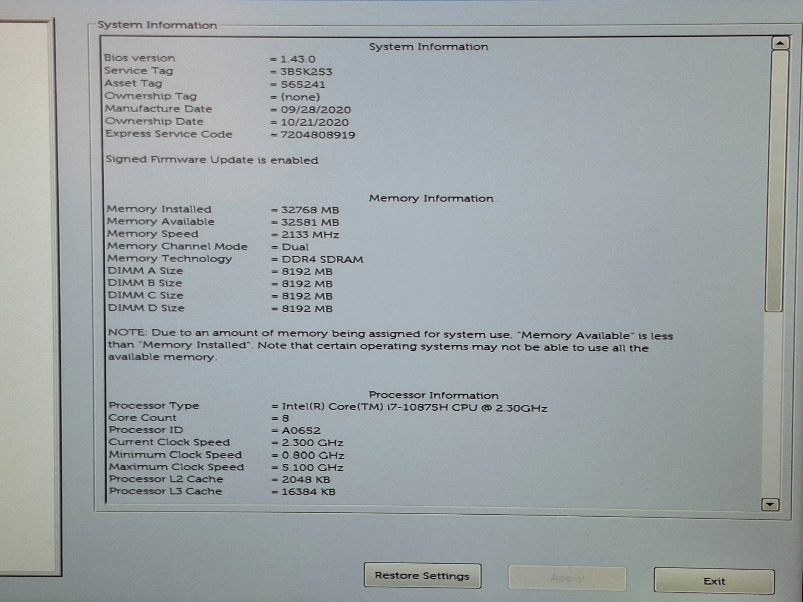 Dell Precision 7750 17.3″FHD I7-10875H 32GB 512GB RTX3000 Webcam Wifi/BT Win 11P