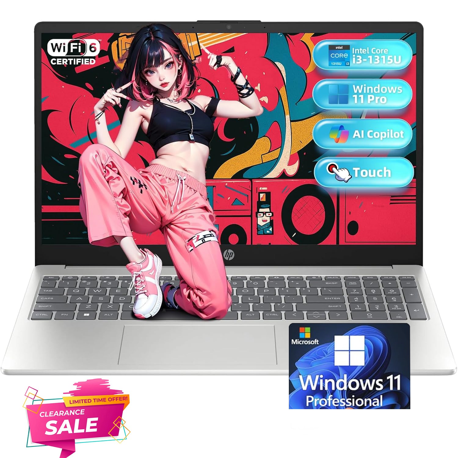 📍HP 15.6″Touch Laptop 6 core Intel Core i3-1315U UpTo 64GB RAM 2TB SSD Win11Pro
