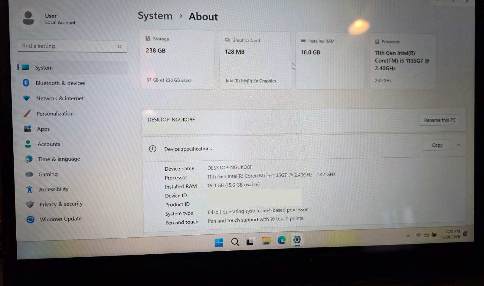 Lenovo ThinkPad L13 Yoga gen 2 Touch Core i5 2.4GHZ 8GB RAM 256GB SSD Win 11