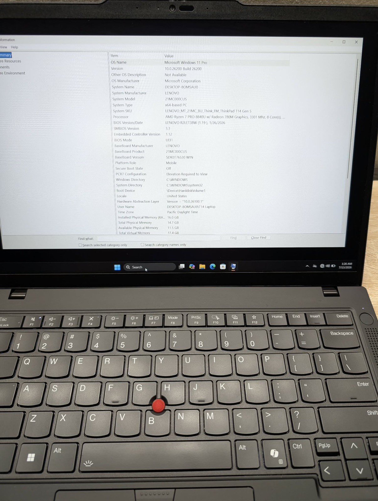 Lenovo ThinkPad T14 Gen 5 Ryzen 7 PRO 8840U 16GB 512GB SSD Read Description!