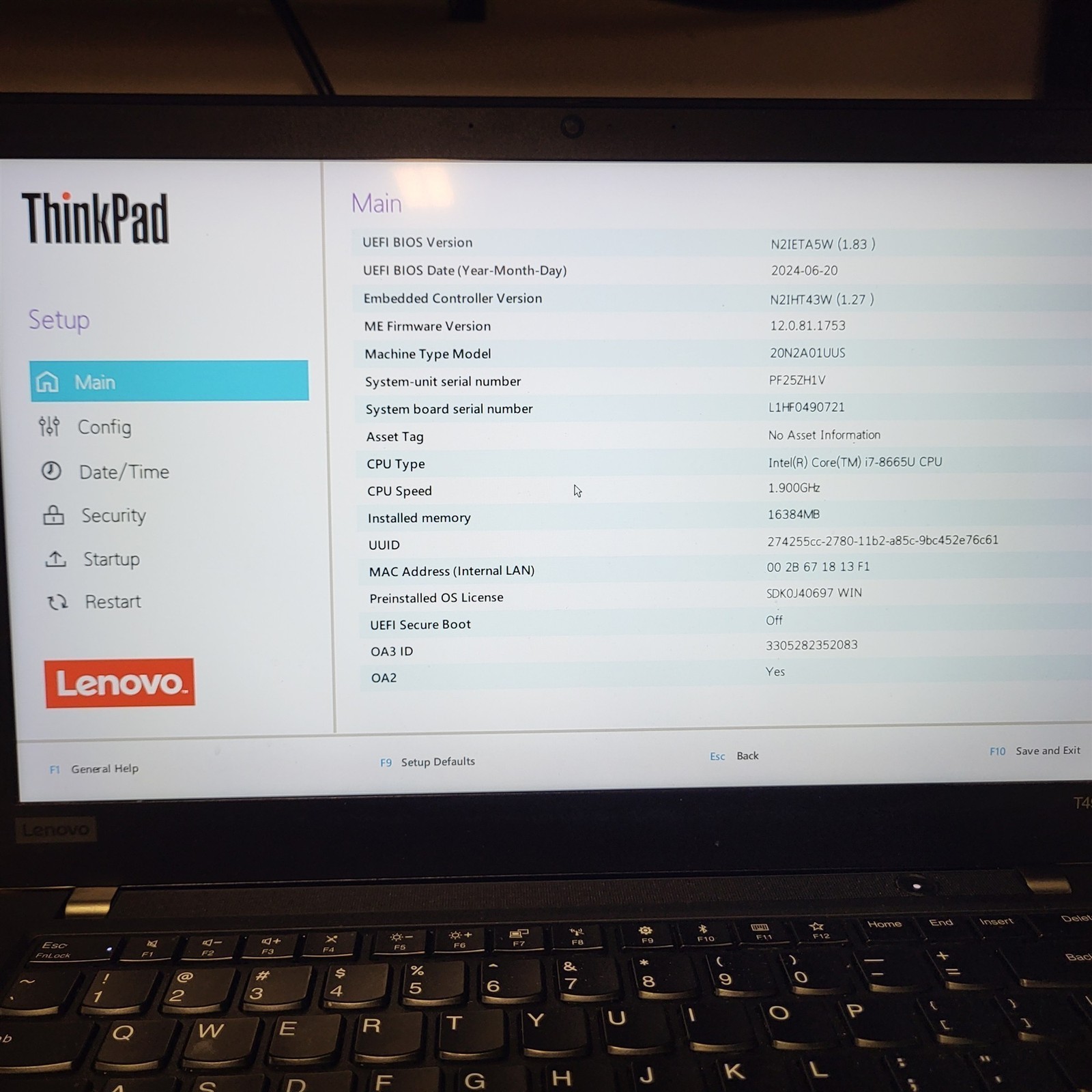Lenovo ThinkPad T490 Laptop Intel i7-8665U 1.9GHz 16GB 256GB SSD w/ OS
