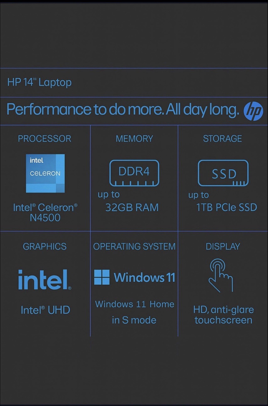 HP 14” Touchscreen Laptop Computer for Home Student Study, 1-Year Office 365,