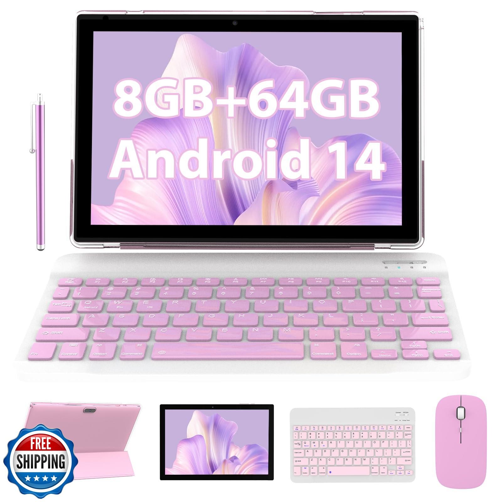 ATOZEE 10 inch Tablet with Keyboard 2 in 1 Android 14 Tablets Include Case Mo