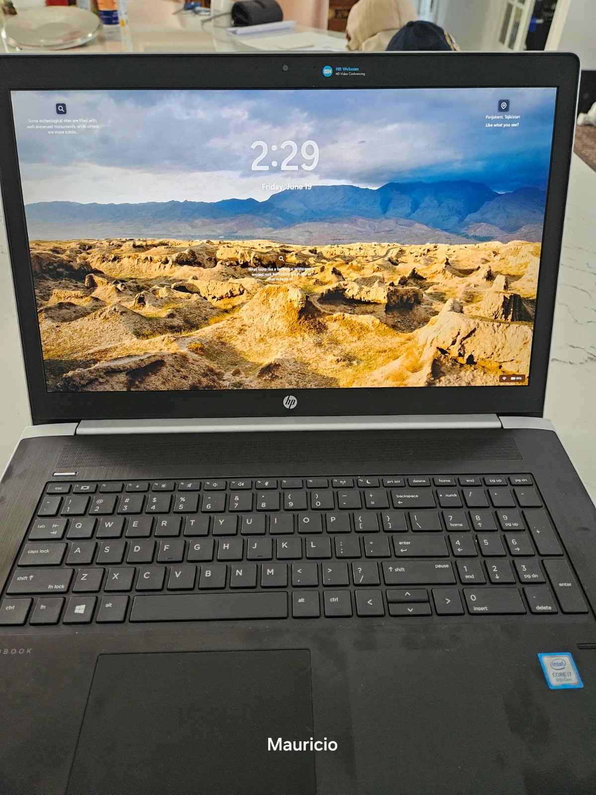 HP Probook 470 G5.Intel i7 8550U. Resolution 1920×1080. Wind.11 Pro