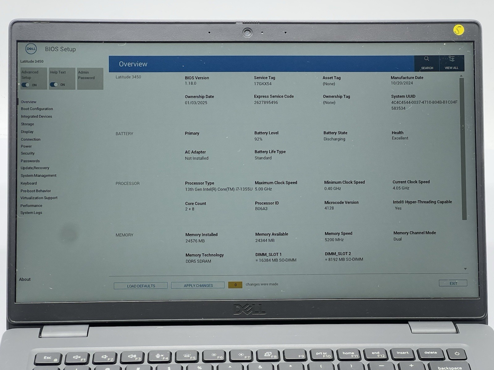 Dell Latitude 3450, i7-1355U, 4.35GHz, @24GB RAM, 256GB NVMe-No OS/Charger