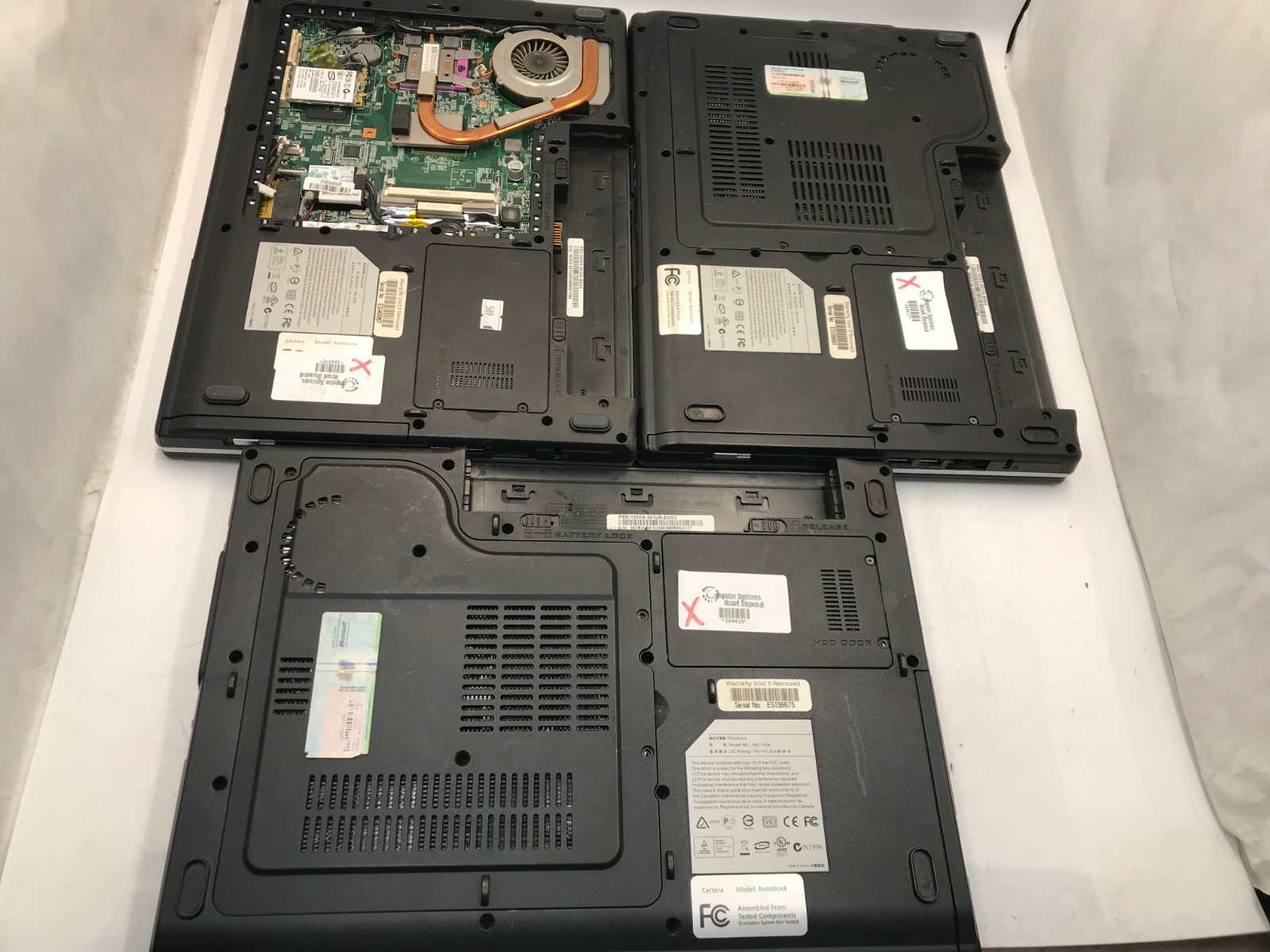 Lot of 3 Certera MS-163K Notebook Intel Pentium Dual Core 15″- PARTS -MZ