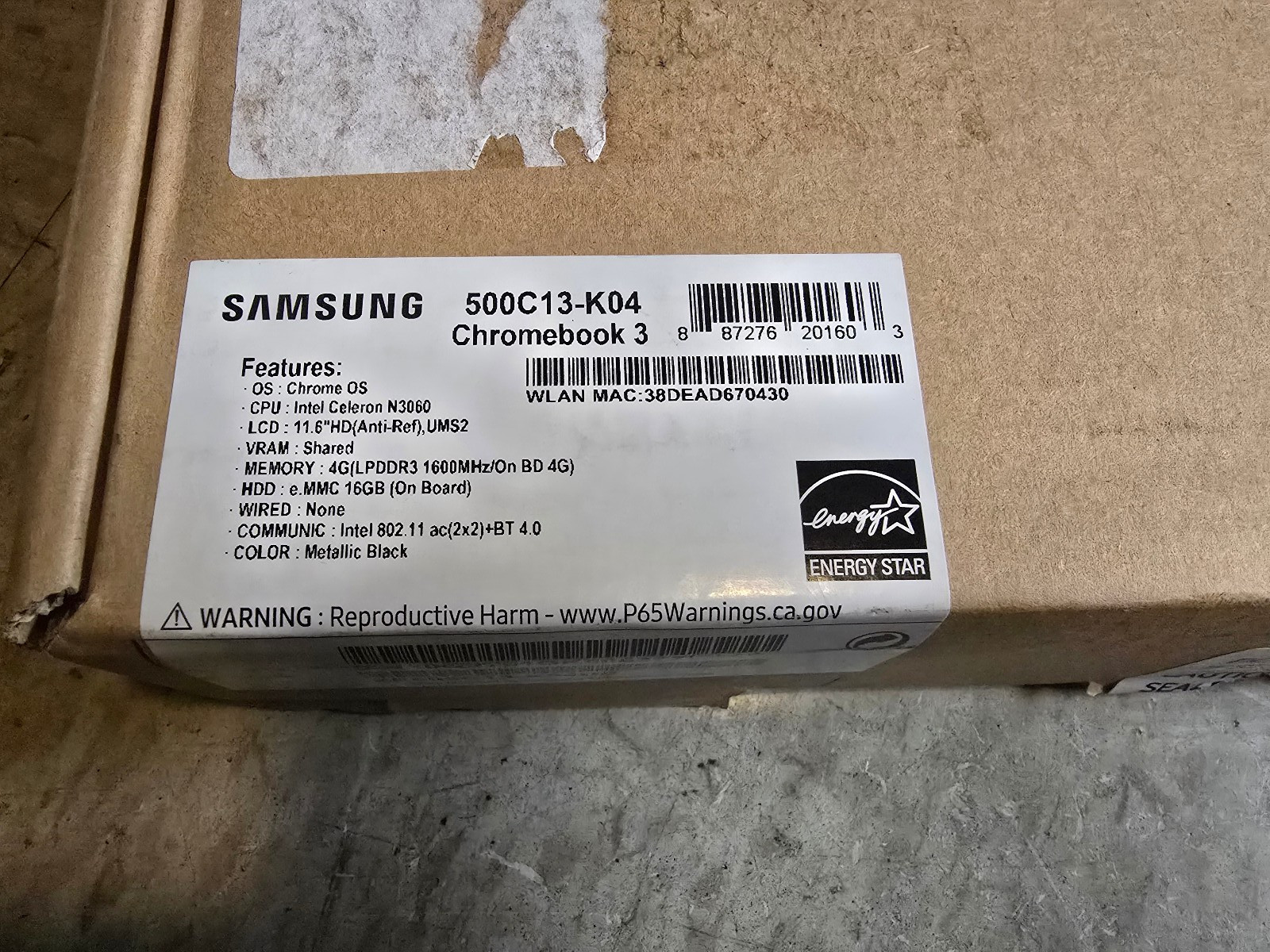 Samsung Chromebook 3 XE500C13 11.6in. (16GB, Intel Celeron N, 2.48GHz, 2GB) New