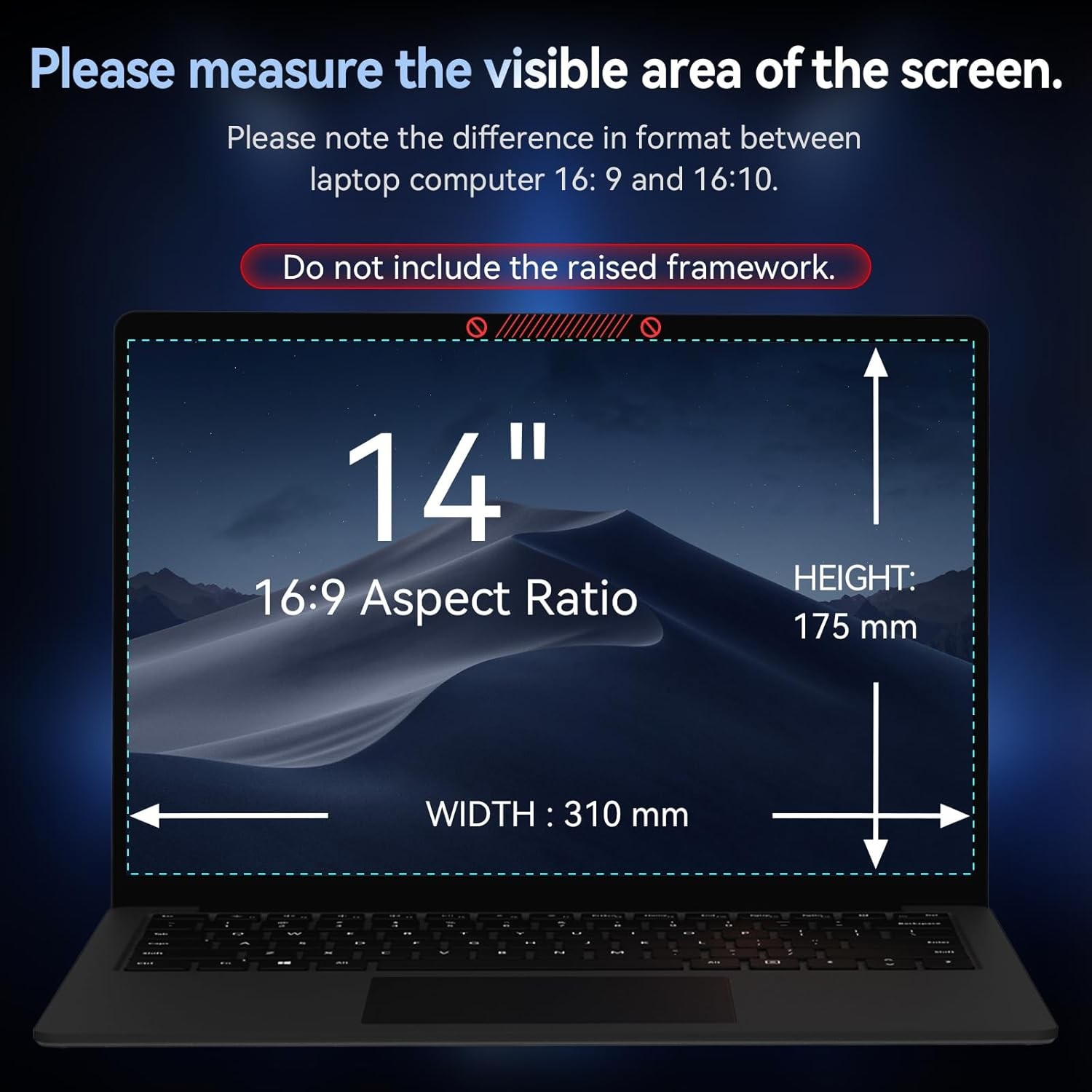 14″ Privacy Screen for Laptops 16:9, 360° Anti Glare Shield Filter for Monitors